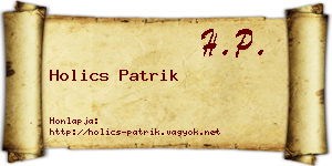 Holics Patrik névjegykártya